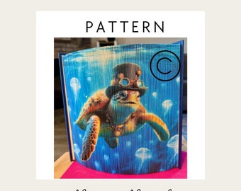 Photo Strip Pattern, Steampunk Sea Turtle, Ink Saver, Fore-Edge Photo Strip Book Art, Nursery Decor, Home Decor, Photo Book Art