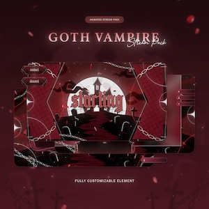 Gothic Vampire Night VTuber Stream Package | Aesthetic Stream Package | VTuber | Haunted House Overlay | Red | Horror Panels | Streamers