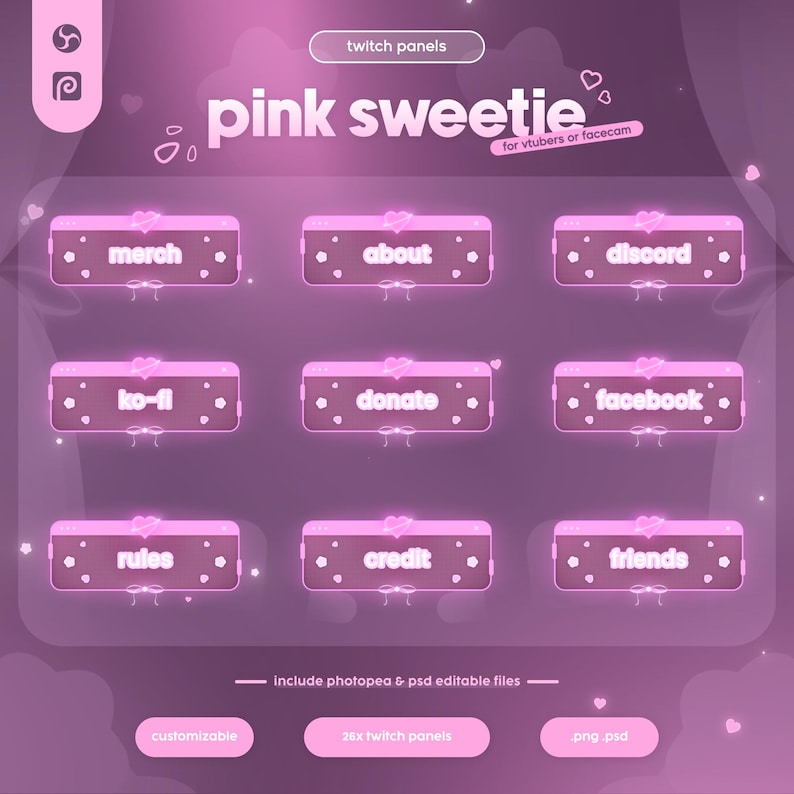 Sweetie Pink Streaming Overlay Pack with adorable pastel pink design, animated hearts, and polished kawaii aesthetic. Created for VTubers, Twitch, and cozy chatting streams, this overlay adds a romantic, soft, and engaging atmosphere to your channel. With animated frames, panels, and borders, it keeps your layout cute while looking professional. Ideal for creators who want their stream to feel charming and inviting. Works smoothly on OBS, Streamlabs, and most streaming platforms.