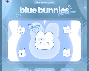 Blue Bunny Animated Stinger | Aesthetic Stream Transition for Twitch | Pastel Blue Scene Switcher for OBS & Streamlabs