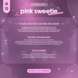 Sweetie Pink Streaming Overlay Pack with adorable pastel pink design, animated hearts, and polished kawaii aesthetic. Created for VTubers, Twitch, and cozy chatting streams, this overlay adds a romantic, soft, and engaging atmosphere to your channel. With animated frames, panels, and borders, it keeps your layout cute while looking professional. Ideal for creators who want their stream to feel charming and inviting. Works smoothly on OBS, Streamlabs, and most streaming platforms.