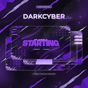 Dark Purple Stream Overlay, Neon Purple Animated Stream Overlay Pack, Dark Twitch Overlay, VTuber Assets, Purple Twitch Overlay Theme