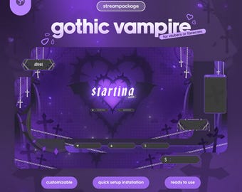 Paquete de superposiciones góticas moradas para Twitch de Halloween: paquete de transmisiones de terror para OBS y Streamlabs