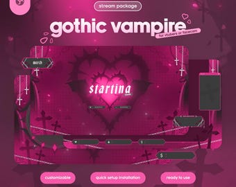 Pink Gothic Emo Twitch Stream Overlay Package for OBS & Streamlabs