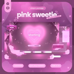 Love Pink Stream Overlay Package, Pink Pastel Twitch Overlays and Alerts, Cute Twitch Overlay Stream Bundle for OBS & Streamlabs