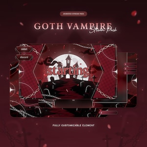 Gothic Vampire Night VTuber Stream Package | Aesthetic Stream Package | VTuber | Haunted House Overlay | Red | Horror Panels | Streamers