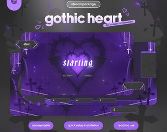 Purple Gothic Twitch Stream Overlay Package for OBS & Streamlabs