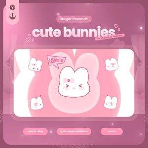 Cute Bunny Stream Transition | Animated Stinger for Twitch | Pink Pastel Scene Switch OBS & Streamlabs