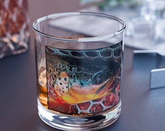 Brown Trout Whiskey Glass | Fly Fishing Rocks Glass