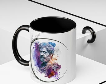 Aristoteles onderwijst de geest en het hart citaat mok | Beker motiverende filosofie | Accentmokken van 11 oz, 15 oz voor denkers en filosofen