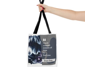 Bram Stoker Crossed Oceans Quote Tote Bag (AOP)| Dracula Inspired Gothic Tote | Vampire Literature Bag | Perfect Gift for Gothic Dracula Fan