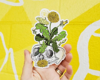 Half Skull/Dandelion Sticker