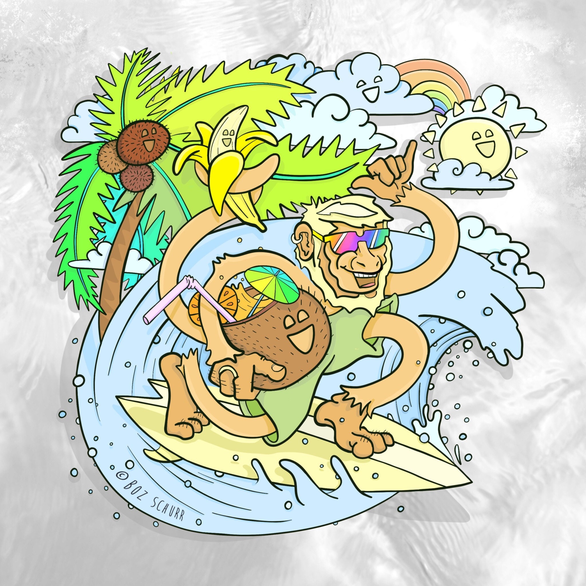 Surf Monkey Logo Surfing Monkey Sticker - Etsy