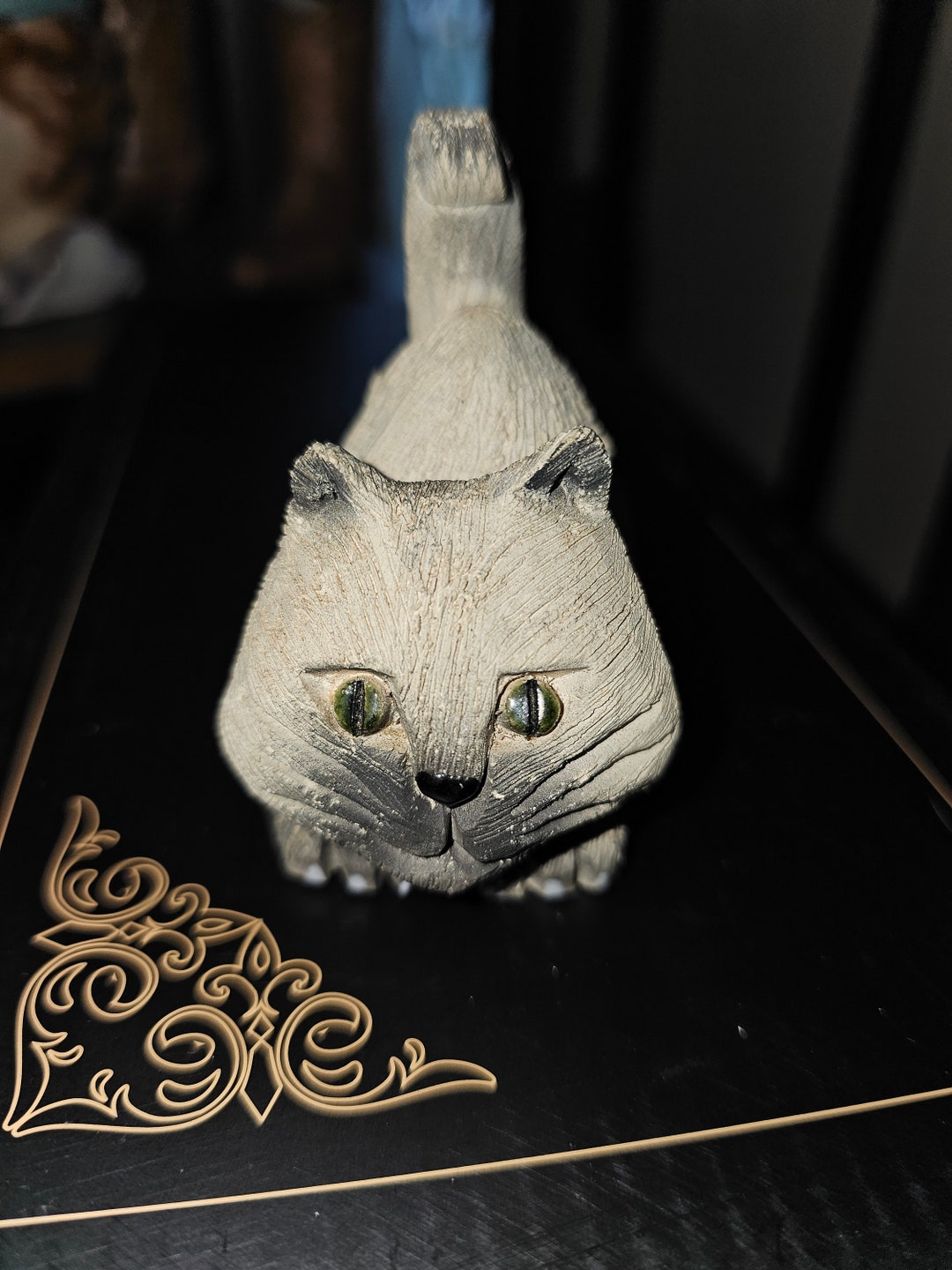 Vintage Artesian Rinconada Cat Figurine Pouncing/playing Green Eyes - Etsy