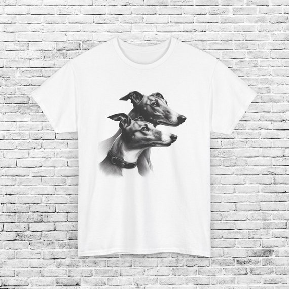 Whippet and Greyhound Pencil Sketch T-shirt, Artistic Whippet Dog