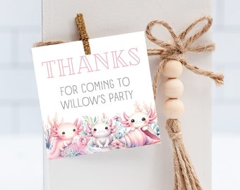 Axolotl Favor Tags | Instant Download | Axolotl Thank You Tags | Kids Party Favor Tags | Axolotl Gift Tags | Axolotl Birthday decor