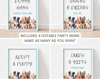 Dog Birthday Party Signs 8x10" | Editable Canva Template | Puppy Party Decor | Instant Download | Dog Pawty Decorations | Instant Download