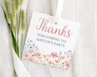 Wildflower Thank You Tag | Editable Favor Tag | Floral Gift Tags | Baby Shower Thank You Tag Template | Boho Wildflower | Bridal Favour Tags
