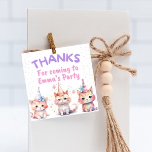 Cat Lets Pawty Favor Tags | Editable Canva Template | Cat Party Favor tags | Kitten Thank you tags | Cat Birthday Gift Tags