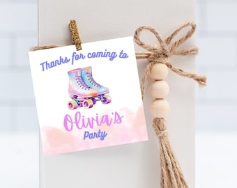 Thank You Tag | Printable Favor Tag | Editable download | Roller Skate | Skating Favor Tags | Skate On Over Template | Instant Download