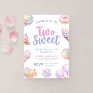 Two Sweet Donut Birthday Invitation | Second Birthday | 2nd Birthday Invitation | Sweet One | Editable Donut Invitation | Turning Two