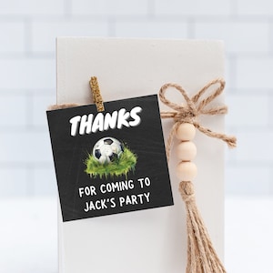 Soccer party favor tag Canva | Soccer Thank You Tag | Boy Sports Birthday Party Decorations | Soccer Favor | Editable Template
