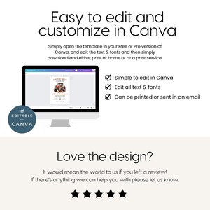 Pode incluir: Modelo de convite de anivers&aacute;rio de trator edit&aacute;vel no Canva. O convite apresenta um trator vermelho com uma mensagem de anivers&aacute;rio. O texto diz "Simples de editar no Canva", "Editar todo o texto e as fontes", e "Pode ser impresso ou enviado por e-mail".