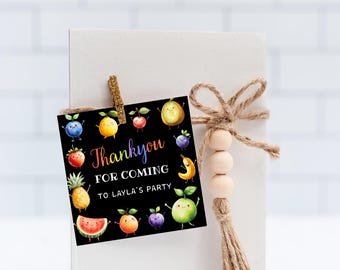 Dancing Fruit Favor Tag | Twotti Frutti Theme Birthday Party | Editable Thank You Gift Tag | Boys Birthday Party Decor | Printable Gift Tag