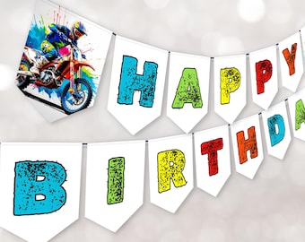 Motocross Birthday Banner | Dirt Bike Party Decor | Editable Template | Dirt Bike Decorations | Boys Birthday Banner | Instant Download