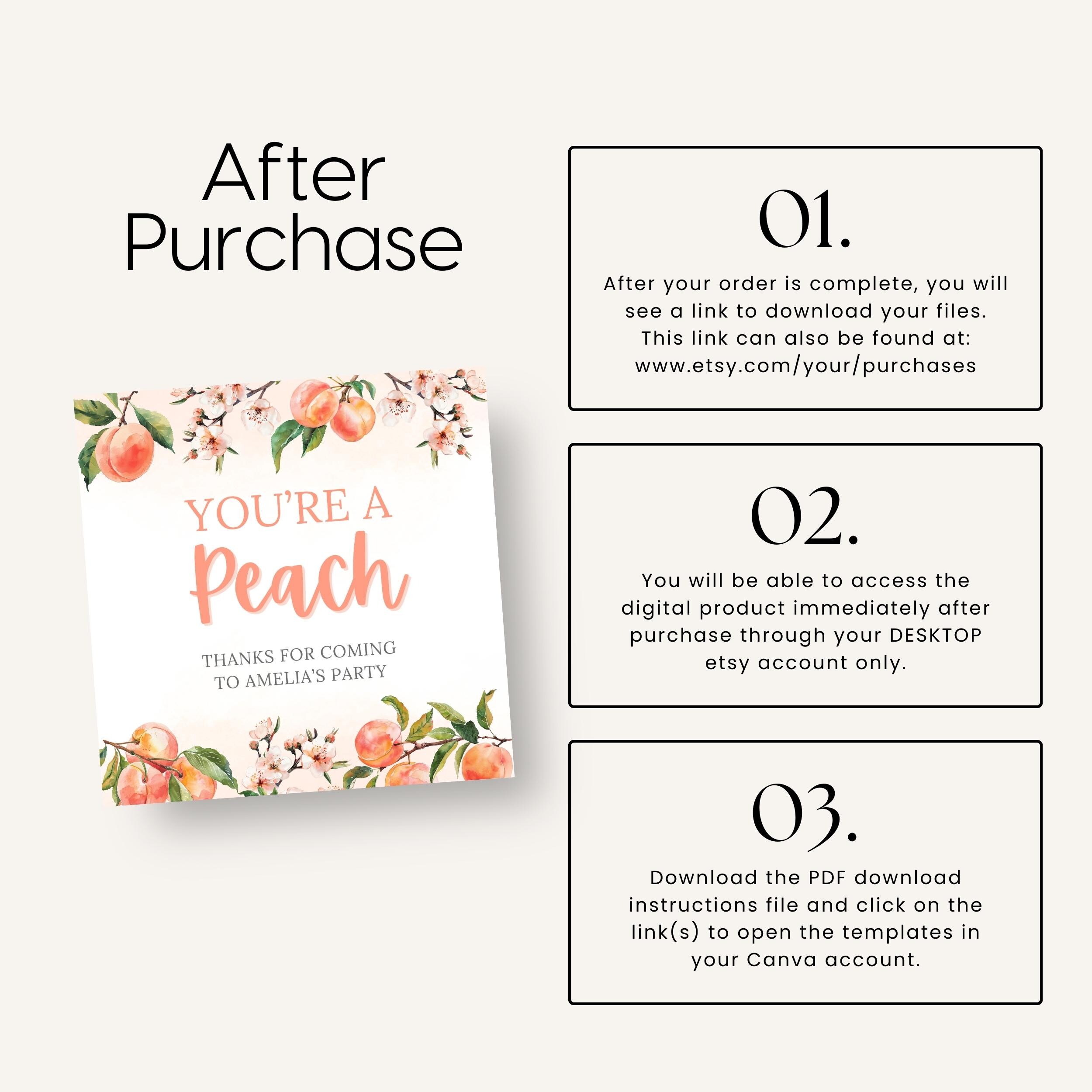 One Sweet Peach Favor Tag | Sweet as a Peach Theme Birthday Party ...