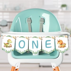 Dinosaur Highchair Banner | Dinosaur Party Decor | Dino Boy 1st Birthday Party | Customizable Highchair Banner | Instant Download