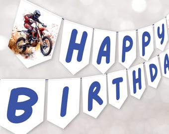 Motocross Birthday Banner | Dirt bike Party Theme | Motocross Party Decor | Editable Motorbike Birthday Bunting | Boys Birthday