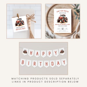 Red Tractor Thank You Tag | Farm Birthday Party Gift Tag | Tractor ...