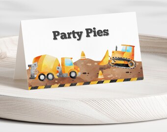Construction Buffet Cards | Editable Construction Party Food Label | Food Tent Card | Instant Digital Download | Printable Food Labels