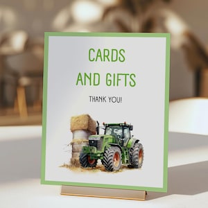 Tractor Birthday Signs - Editable Template - Farm Party Decor - Digital Download - Green Tractor Party Signs x 4 - Canva Template