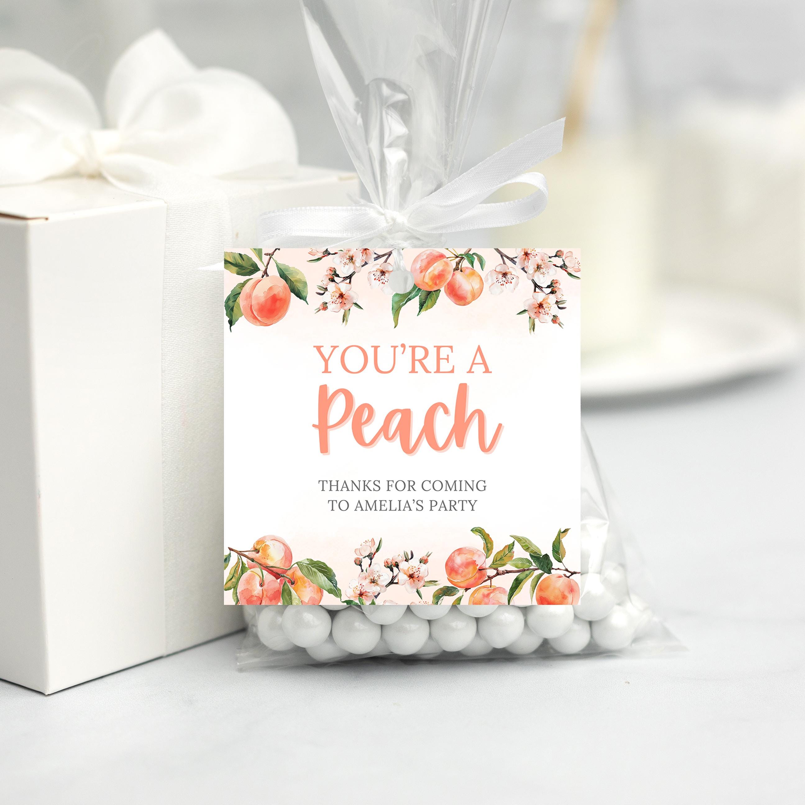 One Sweet Peach Favor Tag | Sweet as a Peach Theme Birthday Party ...