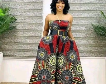 Wide Leg Jumpsuit, Africa print Multi Colored -Ankara print pallazo Coloured Ceremony African print jumpsuit, African Clothing, Jumpsuit