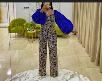 Wide Leg Jumpsuit, Africa print Multi Colored -Ankara print pallazo Coloured Ceremony African print jumpsuit, African Clothing, Jumpsuit