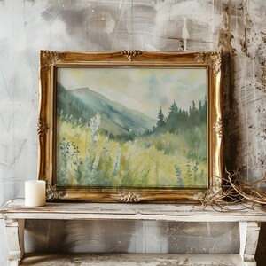 Vintage Style, Spring Summer Wildflowers in Meadow, Printable Digital Download Wall Art