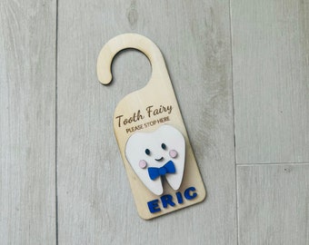 Tooth Fairy Door Hanger | Kids Tooth Sign | Tooth Fairy Stop Here Sign