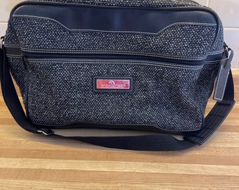 vintage Sac de voyage en tweed noir Jordache avec bandoulière