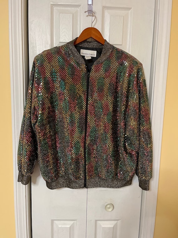 Vintage 80's Brenda Goode Sequence Bomber Jacket S