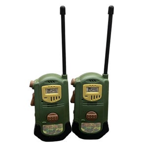 Vintage 1998 Walkie Talkies by 200 Toy Inc Army Camo w/ Morse Code Tested Works