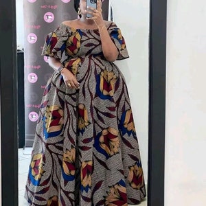 Vestido largo con estampado africano, vestido infinito, vestidos africanos, vestido Ankara, ropa africana para mujer, ropa africana, estampado africano