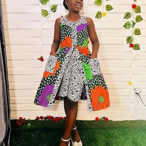 Ankara-Mädchenkleidung, afrikanische Babykleidung, afrikanischer Druck Mädchen Outfit Set, Afrika Karte Outfit, Kinder afrikanisches Kleid