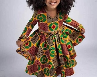 Ankara girl clothes, African baby clothes, African print girl outfit set, Africa map outfit, kids African dress