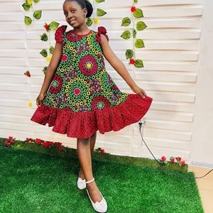 Meisjeskleding Ankara, Afrikaanse babykleding, Afrikaanse meisjesoutfitset met print, Afrikaanse kaartoutfit, Afrikaanse kinderkleding