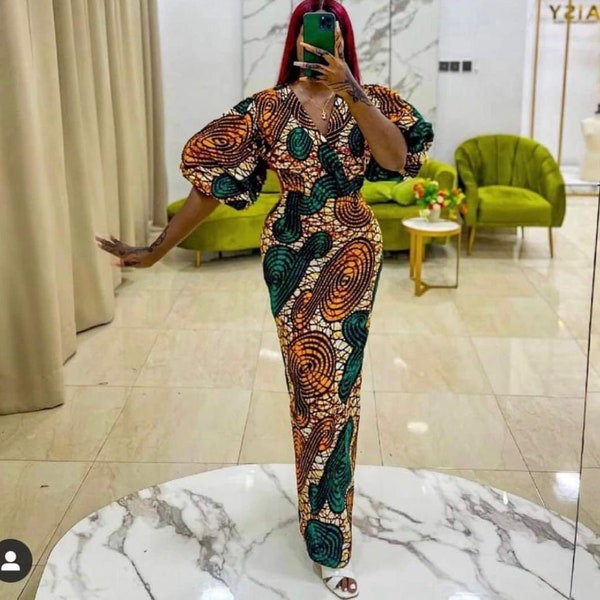 Robe sirène africaine, robe de bal imprimée africaine, robe africaine pour une occasion spéciale, robe longue africaine, vêtements africains pour femmes, robes longues d'Ankara