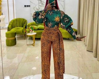 African Print Top and Pants Ankara pants and Top  African Infinity Jumpsuit Gift  Ankara Jumpsuit Gift for Her Women Clothing Party Dress