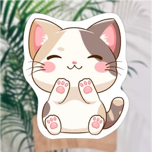 Kawaii Kitty Buddy Sticker - Adorable Cat Vinyl Decal, Cute Toe Beans Design, Durable & Water-Resistant